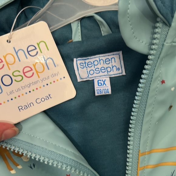 NWT - Stephen Joseph Kids Blue Horse Print Raincoat - Picture 3 of 4